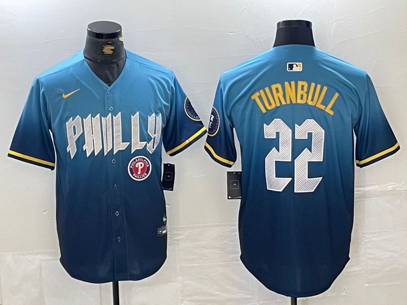 Men Philadelphia Phillies #22 Turnbull Blue City Edition Nike 2024 MLB Jersey style 4->philadelphia phillies->MLB Jersey